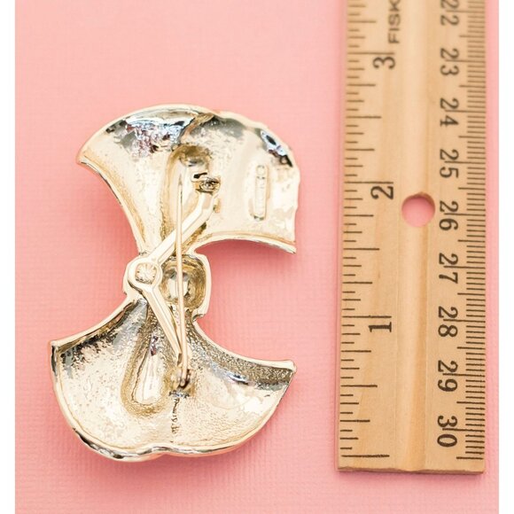 Victorian Cute Light Gold Tone Bow Brooch | Ribbon Vintage Brooch | Gerrys | H17 - Picture 2 of 2